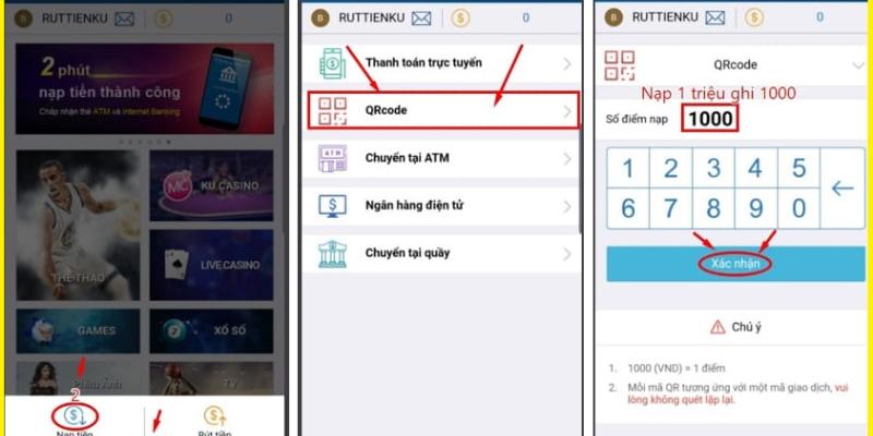 Nạp tiền Kubet đơn giản bằng QR Code